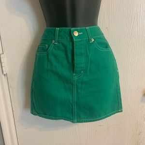 Green denim skirt